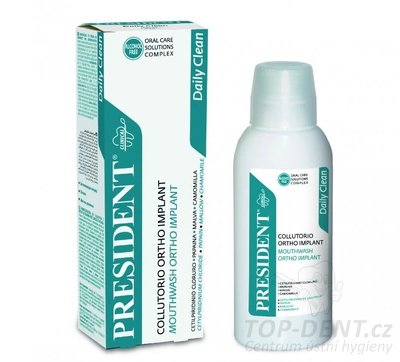 PresiDENT Ortho Implant ústní voda antibakteriální pro rovnátka a implantáty, 200ml
