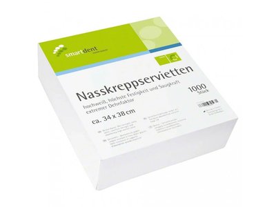 Smart Nasskreppservietten - ubrousky jasně bílé, 34x38cm, jednovrstvé