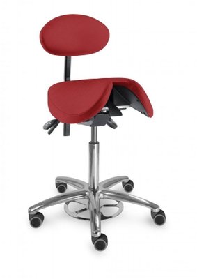 MAYER Stolička sedlová s děleným tvarovaným sedákem a s opěrkou zad 1215 S clean - červená - Mediflex