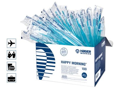 Happy Morning – jednorázový zubní kartáček se zubní pastou ve štětinách (100 ks)