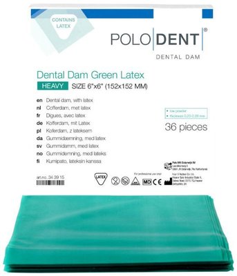 POLODENT kofferdamové blány zelené latexové
