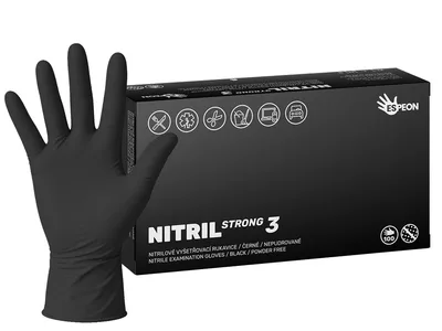 Nitrilové rukavice NITRIL STRONG3 100 ks, nepudrované, černé, 5.0 g - Velikost: M