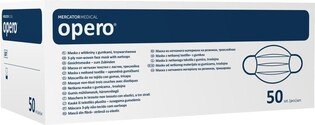 Maseczki Mercator OPERO czarne 50szt. 3-warstwowe typ IIR, z włókniny na gumkę