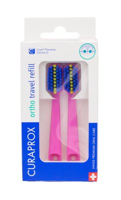 Curaprox Travel Set Ortho Pink náhradní kartáčky 2 ks