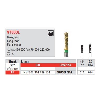 Diamant FG Diacut MLT VT830L.012 (5ks/bal)