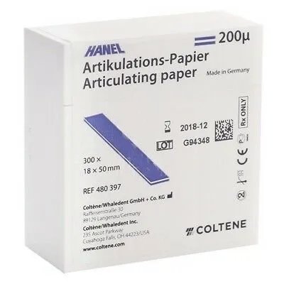 Artikulační papír Hanel 200 my I prožek modrý, 300 ks