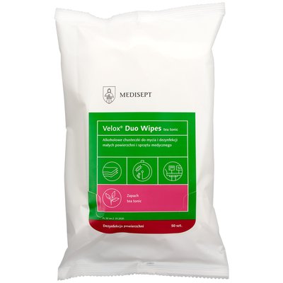 Chusteczki alkoholowe Velox Duo Wipes tea tonic flow pack 50 szt. Medisept