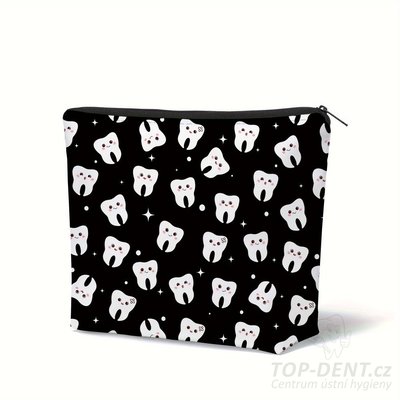 Toaletní taštička s motivem zubů (černá), 1 ks