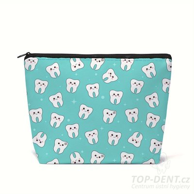 Toaletní taštička s motivem zubů (tyrkys), 1 ks