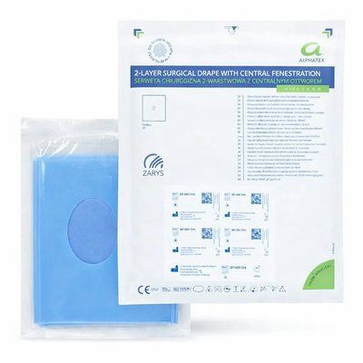 Serwety sterylne 75X90 2warstwowe z otworem 6x8 ALPHATEX ZARYS