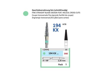 Tvrdokovová fréza - kónus zakulacený, 194KX, průměr 4mm