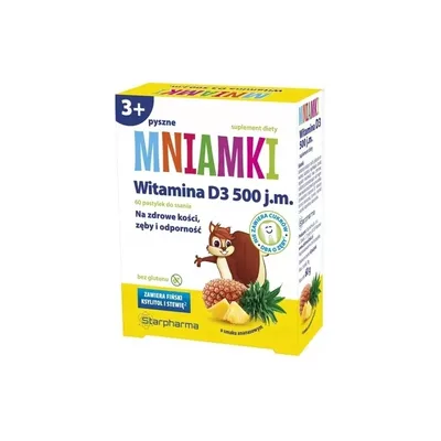 MNIAMKI Witamina D3 500 j.m na zdrowe kości i zęby 60 pastylek