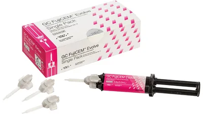 GC FujiCEM™ Evolve - Packung Clinic 8 x 9,2 g/ 5 ml Spritze, 2 Anmischblöcke