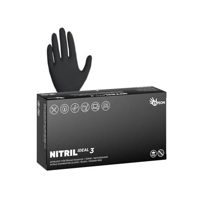 Nitrilové rukavice NITRIL IDEAL3 vel.M 100 ks, nepudrované, černé, 3.5 g