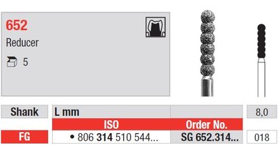 Edenta 652 - diamantový nástroj, reducer - 5 ks