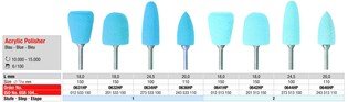 Gumki do akrylu na prostnicę Edenta 0634HP niebieskie cylindryczne, długie wąskie, zgrubne do polerowania wstępnego