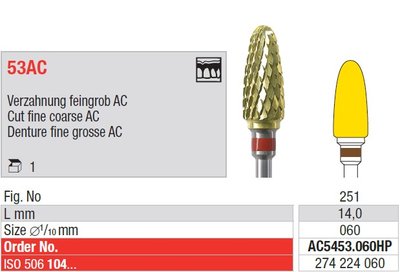 Edenta Lab 53AC - TC nástroj, Cut fine coarse AC - 1 ks