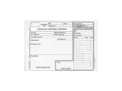 Poukaz na vyšetření / ošetření obyčejný ZP-06X – blok 100 listů