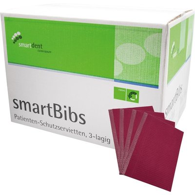 smartdent smartBibs 33 × 45cm Bordó Červená Tmavá 500ks