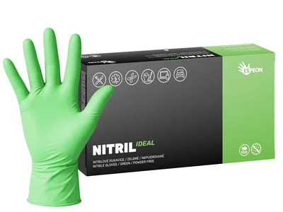 Nitrilové rukavice NITRIL IDEAL 100 ks, nepudrované, zelené, 3.5 g - Velikost: L