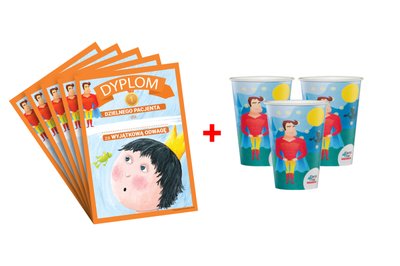 Zestaw dzielnego pacjenta - Kubki papierowe 50 szt. + Dyplom "Dzielny Pacjent" 15 szt. - Książę