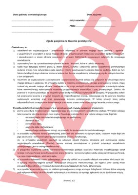 Zgoda pacjenta na leczenie protetyczne 50 szt.