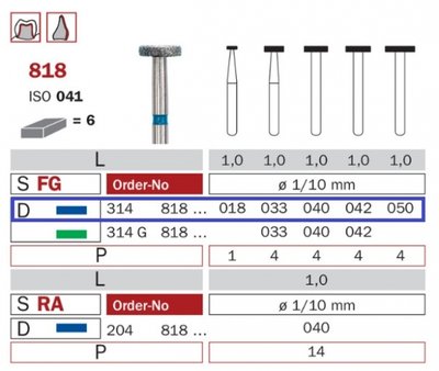 Diaswiss 818 modrá, 6ks/balení - 033 mm