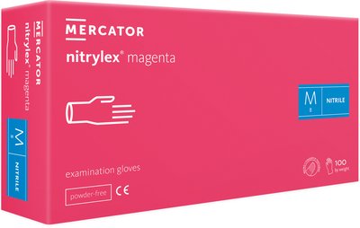 Vyšetřovací nitril rukavice magenta - XS