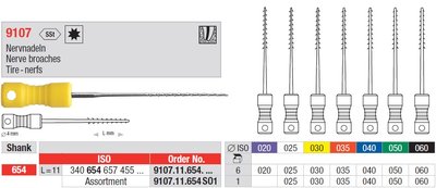 Edenta 9107 - ručné endodontické nástroje, Nerve Broaches - 6 ks