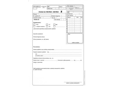 Poukaz na vyšetření / ošetření "Z" A4 - ZP-06Z- blok 100 listů