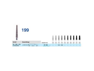 HORICO brousek diamantovaný - kónus zakulacený, W199, Ø 1,4mm