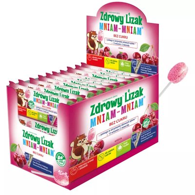 Zdrowy Lizak MNIAM-MNIAM wiśniowy 40szt