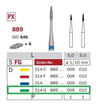 Diaswiss 889 zelená, 6ks/balení - 009 mm