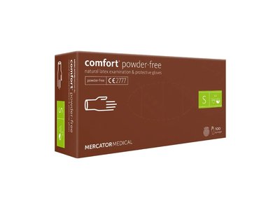 Latexové vyšetřovací rukavice COMFORT, bez pudru, bílá, 100ks - Velikost: M