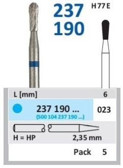 HORICO tvrdokovová fréza - hruška 2,3 mm