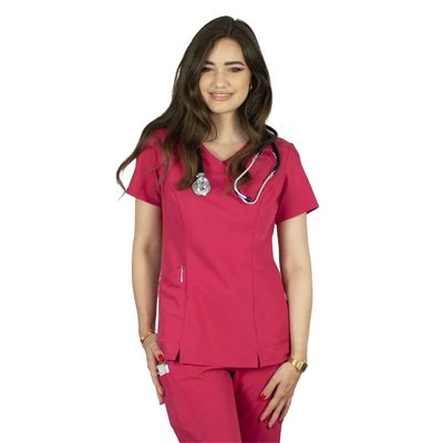 Dámská halena, vypasovaná, Elegant stretch, rubínová - XL