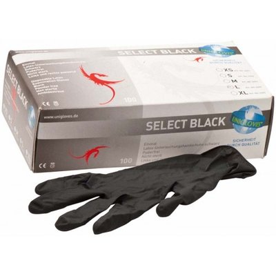 Rukavice Unigloves Select Black L, latexové, bez pudru, mikrozdrsněné, 100 ks