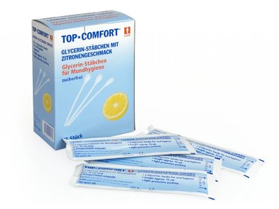 MED-COMFORT Glycerinové tyčinky na hygienu dutiny ústní s citronovou příchutí Lemon 15 cm, 75 ks