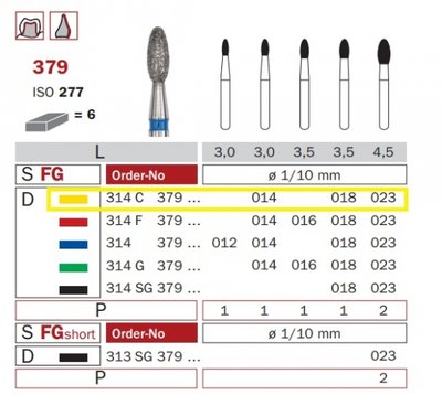 Diaswiss 379 žlutá, 6ks/balení - 014 mm