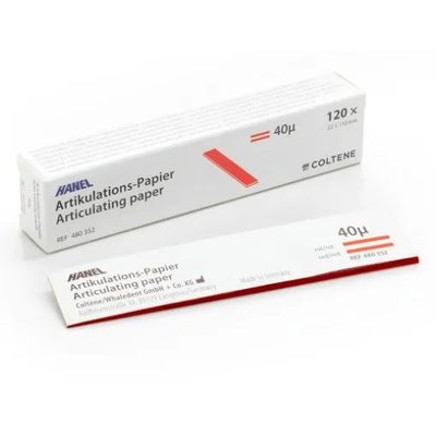 Artikulační papír Hanel 40 µm 22x110 I proužek červený, 120 ks