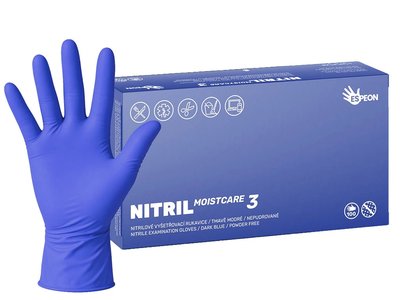 Nitrilové rukavice NITRIL MOISTCARE3 100 ks, nepudrované, tmavě modré, 3.4 g - Velikost: S