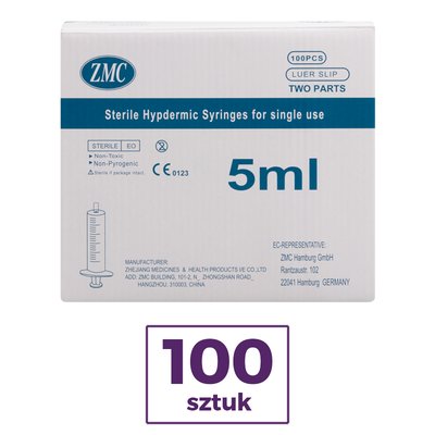 Strzykawki jednorazowe 5 ml x 100 szt. ZMC