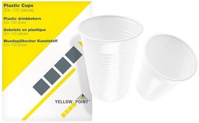 YELLOW POINT plastové kelímky bílé, 150ml - 3000ks