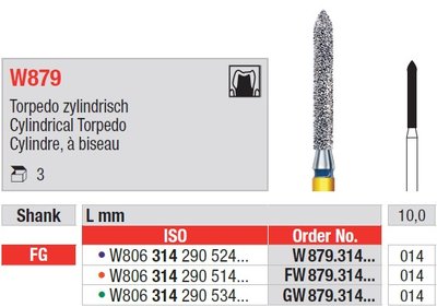Edenta W879 - White Tiger diamantové nástroje, dlhé torpédo - 3 ks