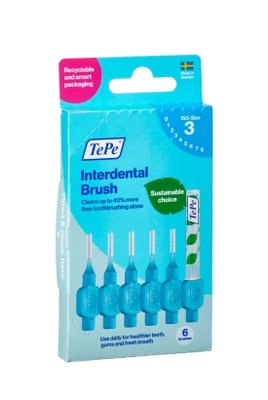 TePe Original mezizubní kartáčky z bioplastu 0,6 mm, modré, 6 ks, krabička