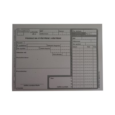 Poukaz na vyšetření/ blok
