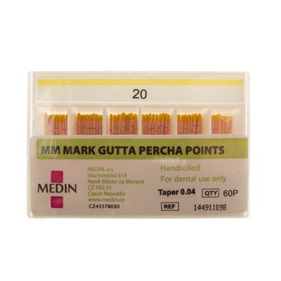 Čepy gutaperč. kužel 0,04 020, 60 ks