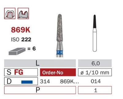 Diaswiss 869K modrá, 6ks/balení - 014 mm