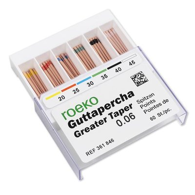 Čepy gutaperč. Roeko, Greater Taper 0,06 #20-45