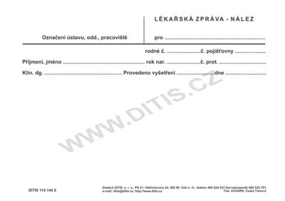 DITIS Lékařská zpráva - nález A5 blok 100 listů